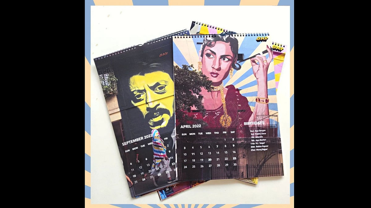 Bollywood Art Project, Bollywood icons, calendar, Irrfan Khan, Madhubala, 2022 calendar