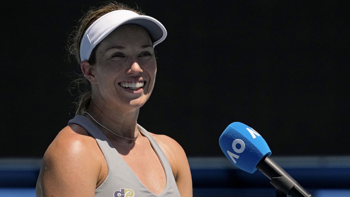 Danielle Collins after her win over Alize Cornet in Melbourne.