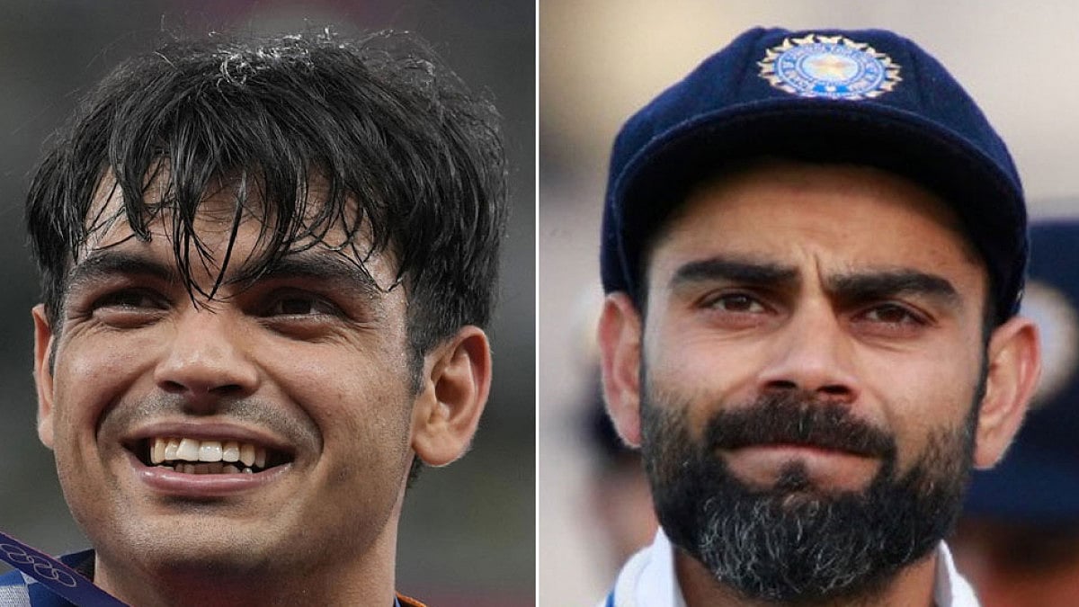Neeraj Chopra, left, and Virat Kohli: Indian sports stars wish fellow citizens on Republic Day.
