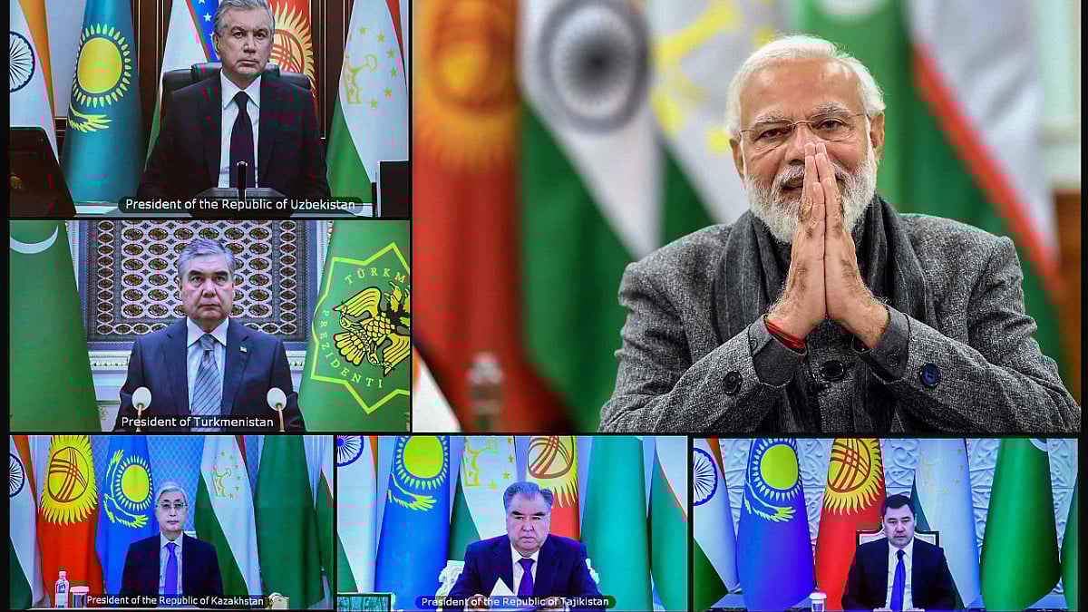 Prime Minister Narendra Modi at the first meeting of India Central Asia Summit, through video confer