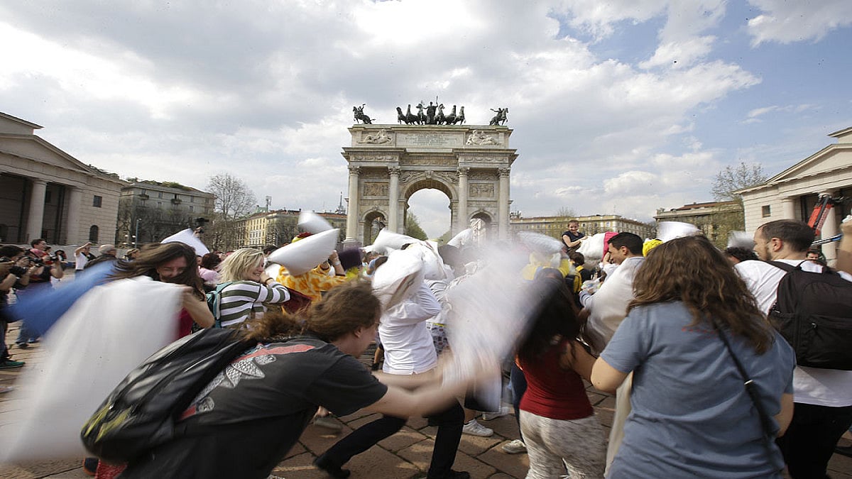 In Pics: World Celebrates International Pillow Fight Day