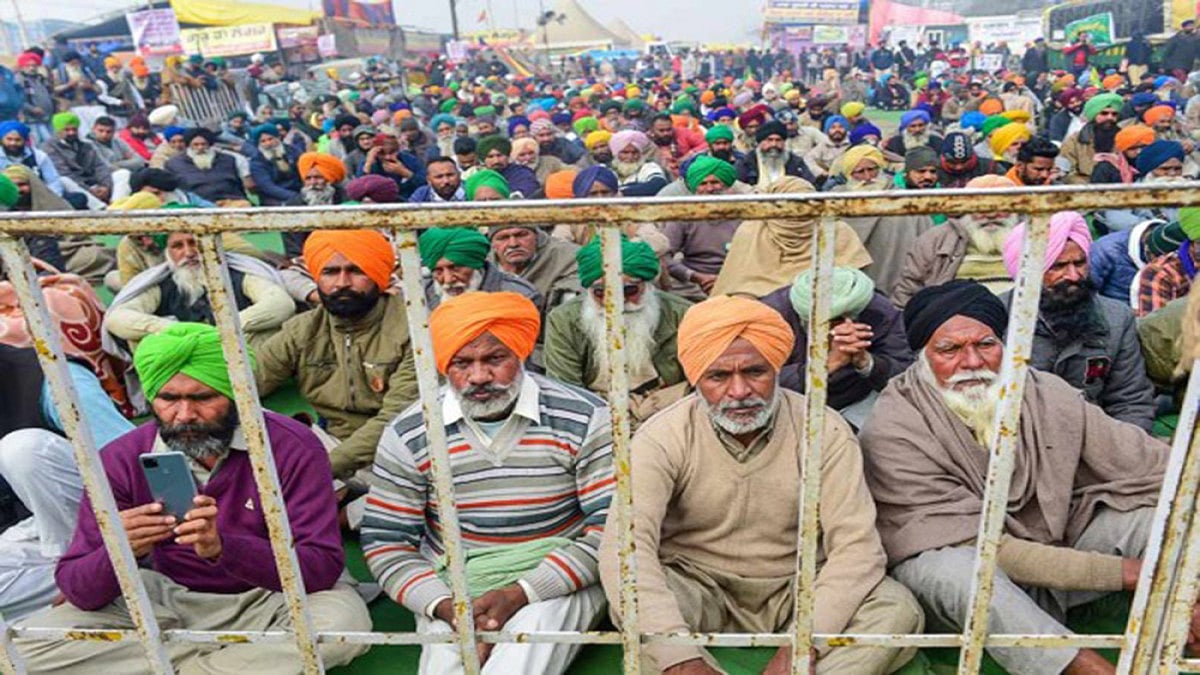 Farmers protested against the three farm laws in New Delhi.