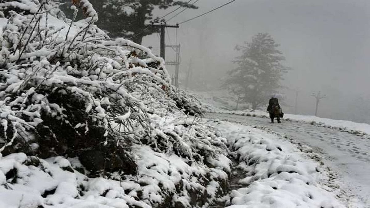 Kashmir Valley receives fresh snowfall.