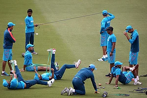 Men In Blue As Well As Green And Gold