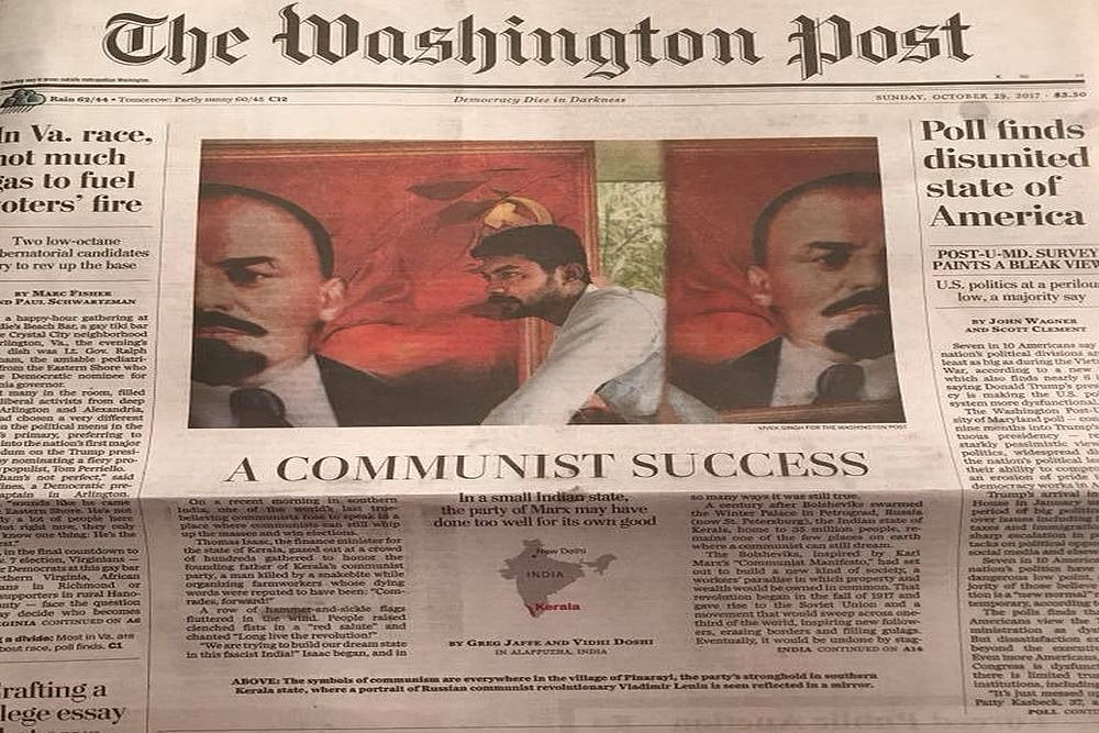 In Front Page Article, <em>Washington Post</em> Says Kerala's 'One Of Few Places Where A Communist Can Still Dream'