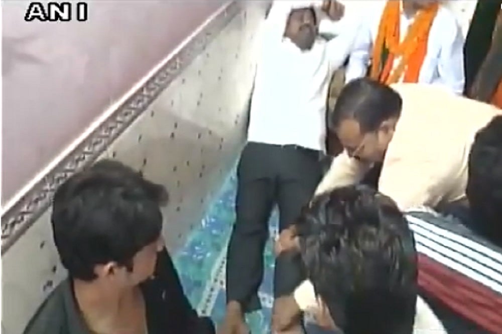 'Tired' Uttar Pradesh Cabinet Minister Gets Foot Massage From BJP Workers After Local Body Polls Campaign