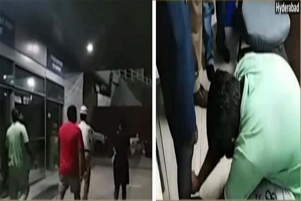Indigo Female Staff Makes Two Drunk Men Fall At Her Feet For Misbehaving With Her At Hyderabad Airport