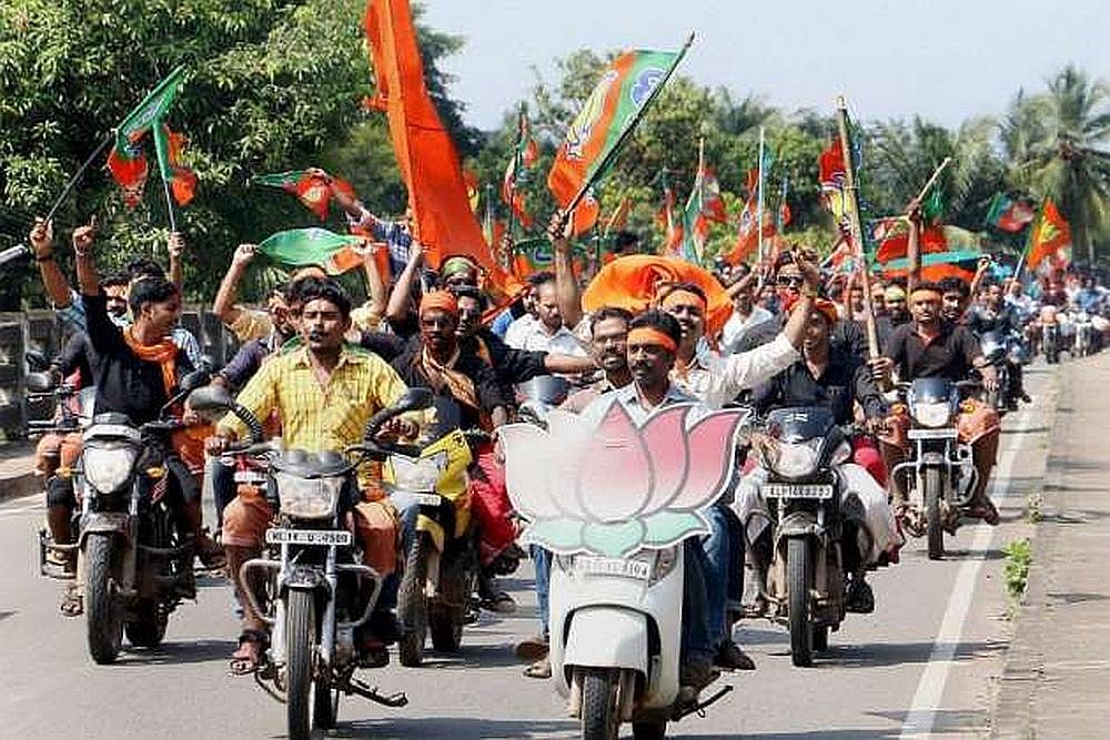 BJP members during poll campaign in Tripura. 