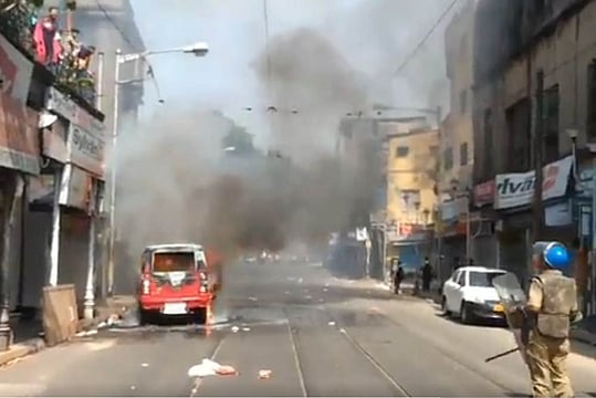 Torched Cars, Injured Leaders: Kolkata Streets Witness Violence During BJP's Rally Against TMC