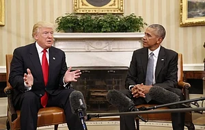 File Pic | : US President Donald Trump and former President Barack Obama |