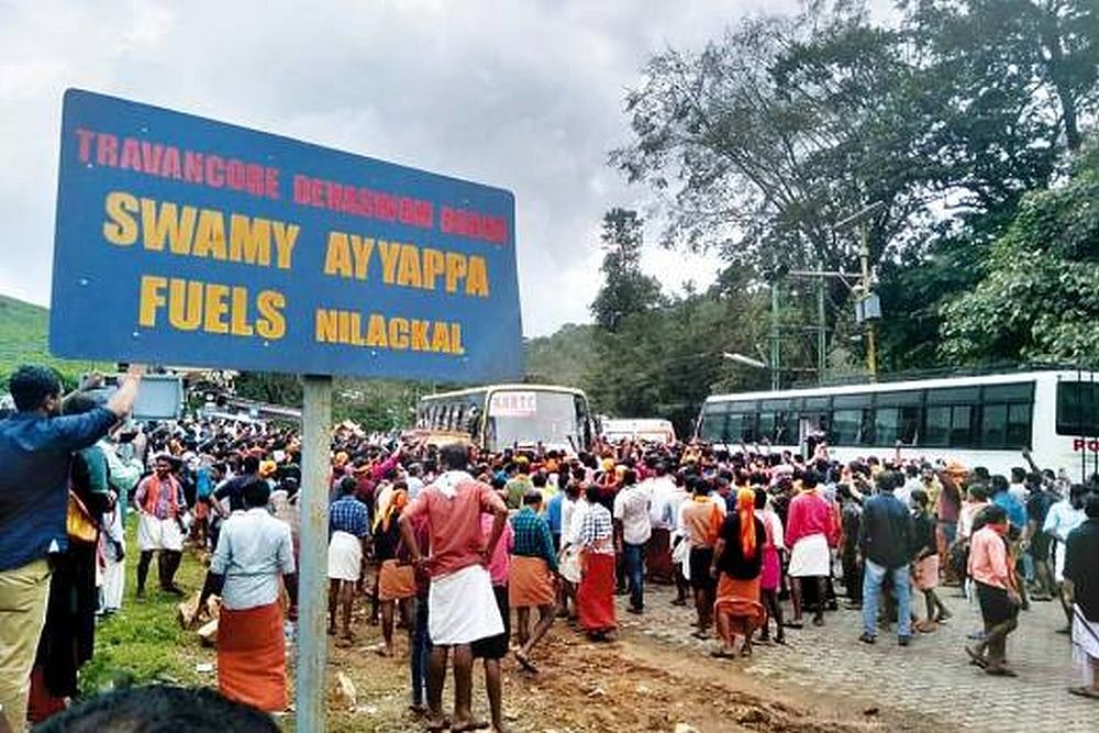 Sabarimala Devotees Protest, Block Roads Chanting 'Ayyappa Sarnam'