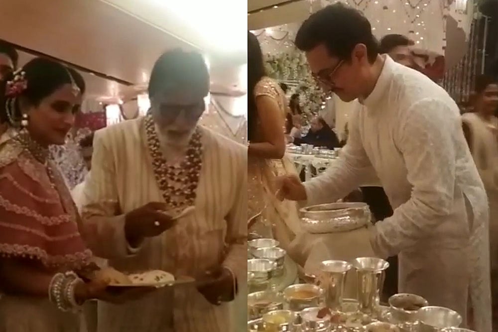 Watch: Amitabh Bachchan And Aamir Khan Serve Food At Isha Ambani’s Wedding