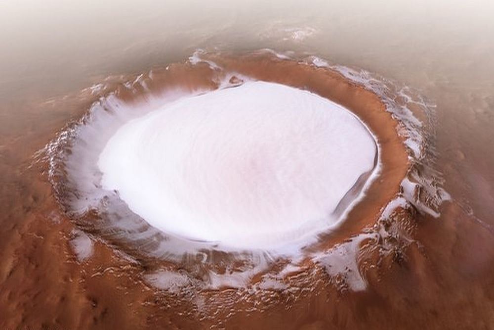 Stunning New Images Of Mars Crater Full Of Thick Ice Revealed