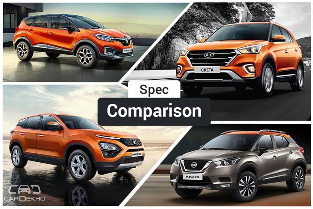 Tata Harrier Vs Hyundai Creta Vs Renault Captur Vs Nissan Kicks: Spec Comparison
