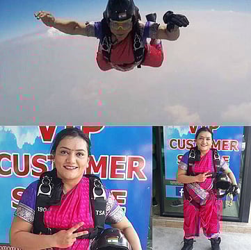 Pune Adventurist Shital Mahajan Sets New Record, Skydives In Traditional 'Nauvari' Saree
