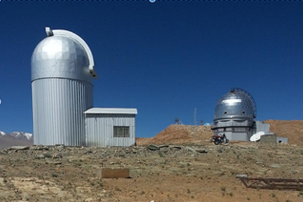 Dome of the new telescope coming up at Hanle. The Himalayan Chandra Telescope is in the background.