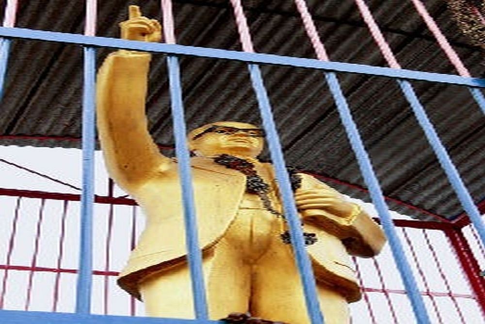 B.R Ambedkar's Statue Locked In Iron Cage In Uttar Pradesh