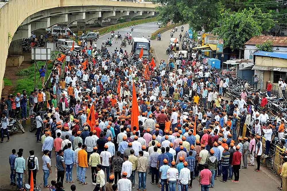 Members of the Maratha community staged road blockade protests in Latur