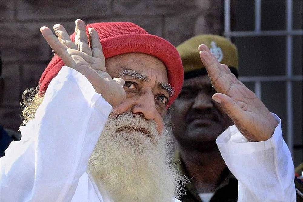 Convicted self-styled godman, Asaram after being produced at Sessions Court in Jodhpur., in 2013
