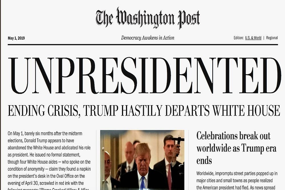 Fake Edition Of Washington Post Distributed Saying 'Trump Hastily Departs White House'