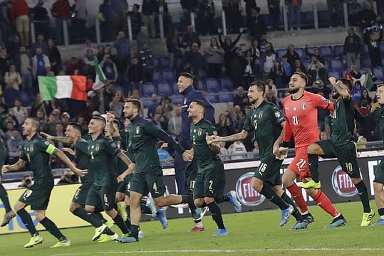 Gianluigi Donnarumma Salutes Roberto Mancini After Italy Book Euro 2020 Place