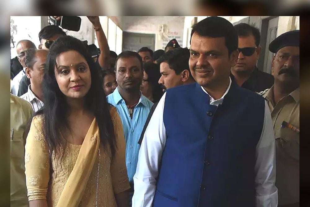 Devendra Fadnavis with his wife Amruta Fadnavis