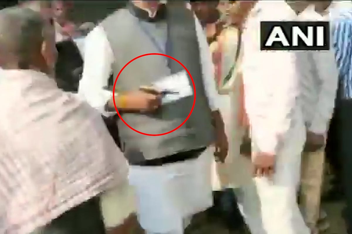 On Camera: Congress Candidate Brandishes Pistol Outside Polling Booth In Jharkhand