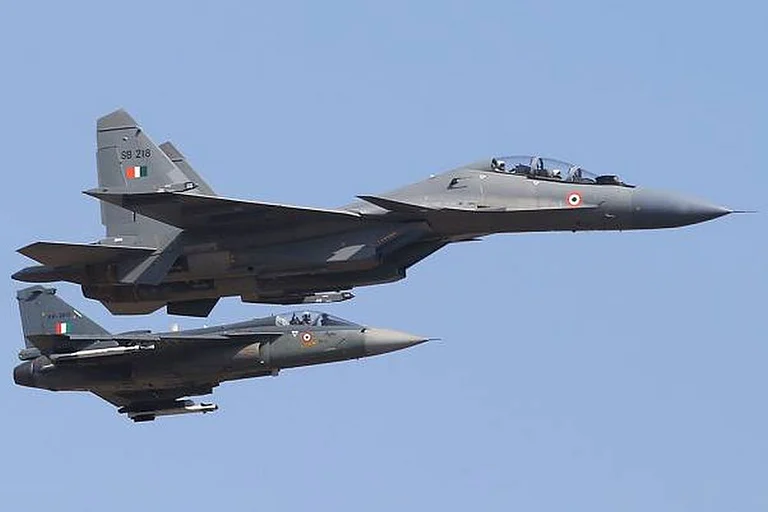 File Photo -Indian Air Force fighter aircraft Sukhoi shot down a Pakistani UAV or drone on Monday near the international border in Rajasthan - null