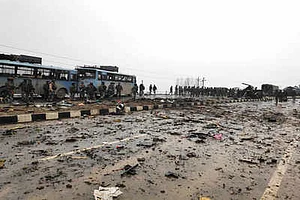 Scene from the Feb 14 Pulwama attack