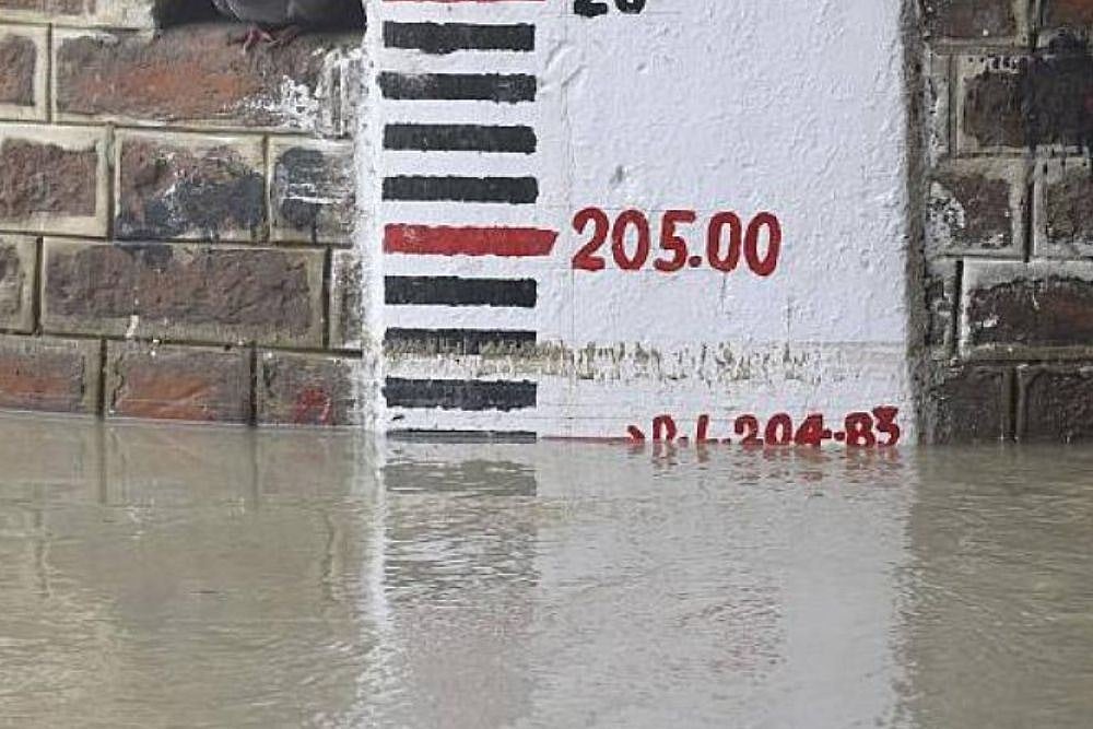 File Photo  : As of Thursday morning, August 14, the Yamuna’s water level at the Old Railway Bridge was recorded at 204.43 metres, just shy of the 204.50-metre warning mark. 