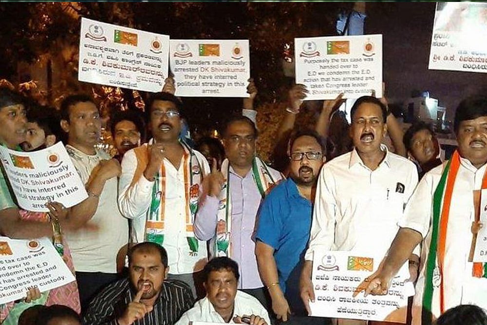 Roads Blocked, Few Schools Shut As Congress Workers Protest DK Shivakumar's Arrest