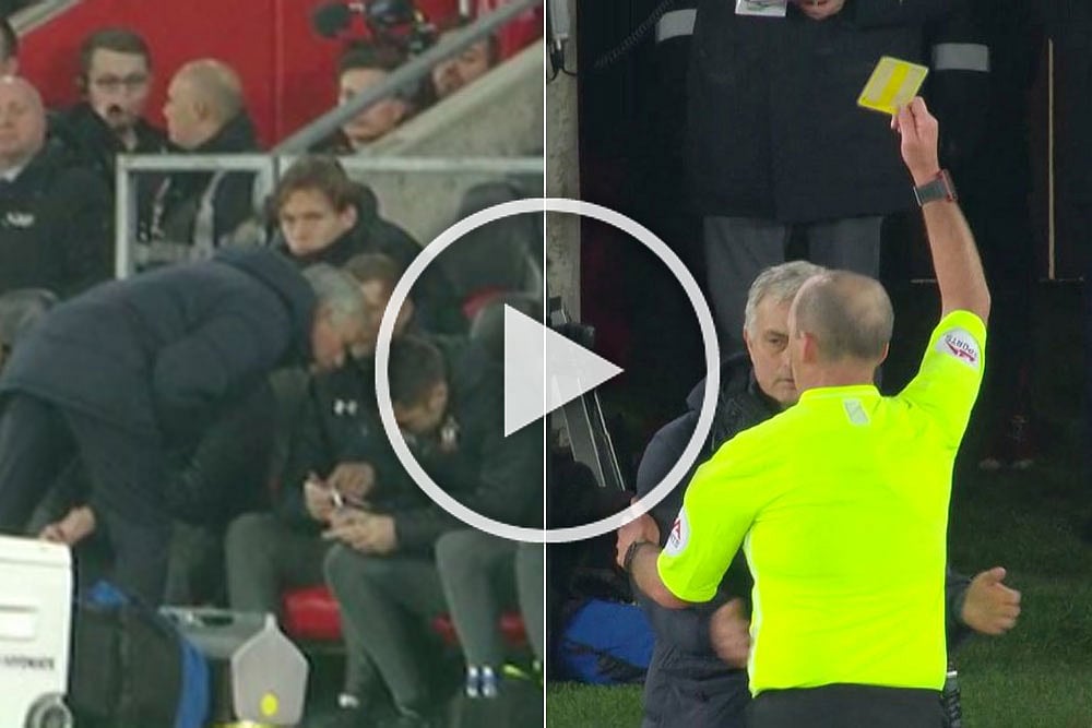 Is This Amount To Cheating? Tottenham Boss Jose Mourinho Gets 'Bizarre' Yellow Card - WATCH