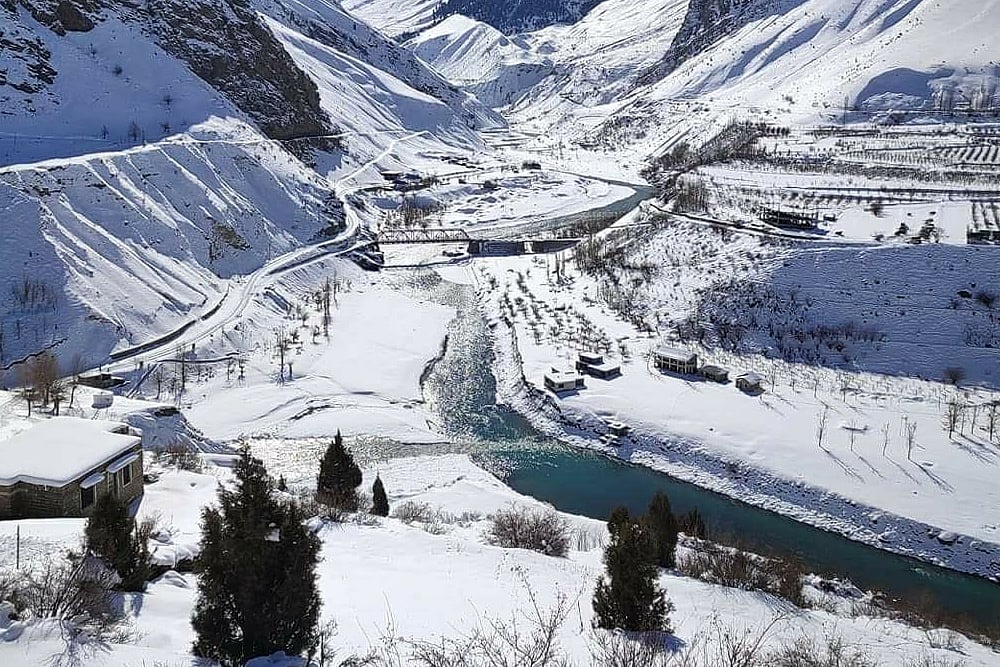 A view of Lahaul valley after the first snowfall of the season.