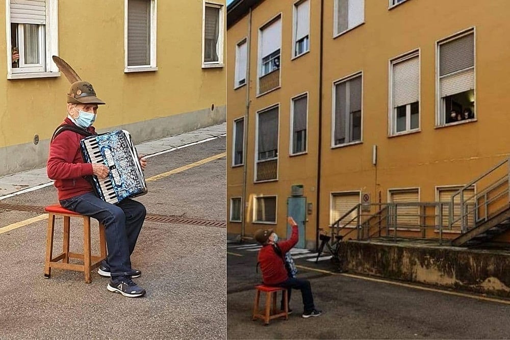 Unable To Meet Wife In Hospital, 81-Year-Old Plays Accordion For Her From Street
