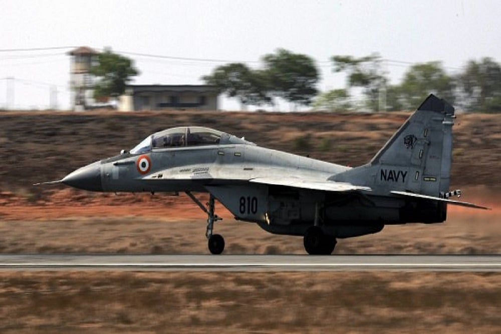 MiG-29 K fighter plane at the Naval Base INS Hansa in Goa  