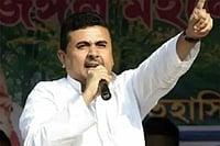 TMC Protests At Suvendu Adhikari's Rally In Nandigram, Bhabanipur File photo : Adhikari got down from his vehicle to confront the protesters.
