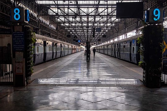 Static Motion: With Trains Parked And Platforms Empty Of Footfall, Mumbai's Victoria Terminus In Recess