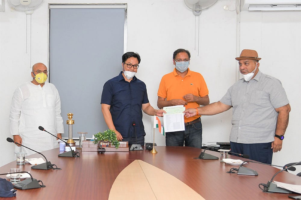 IOA Hands Over Rs 2 Crore To Sports Minister Kiren Rijiju On Behalf Of NSFs, Athletes
