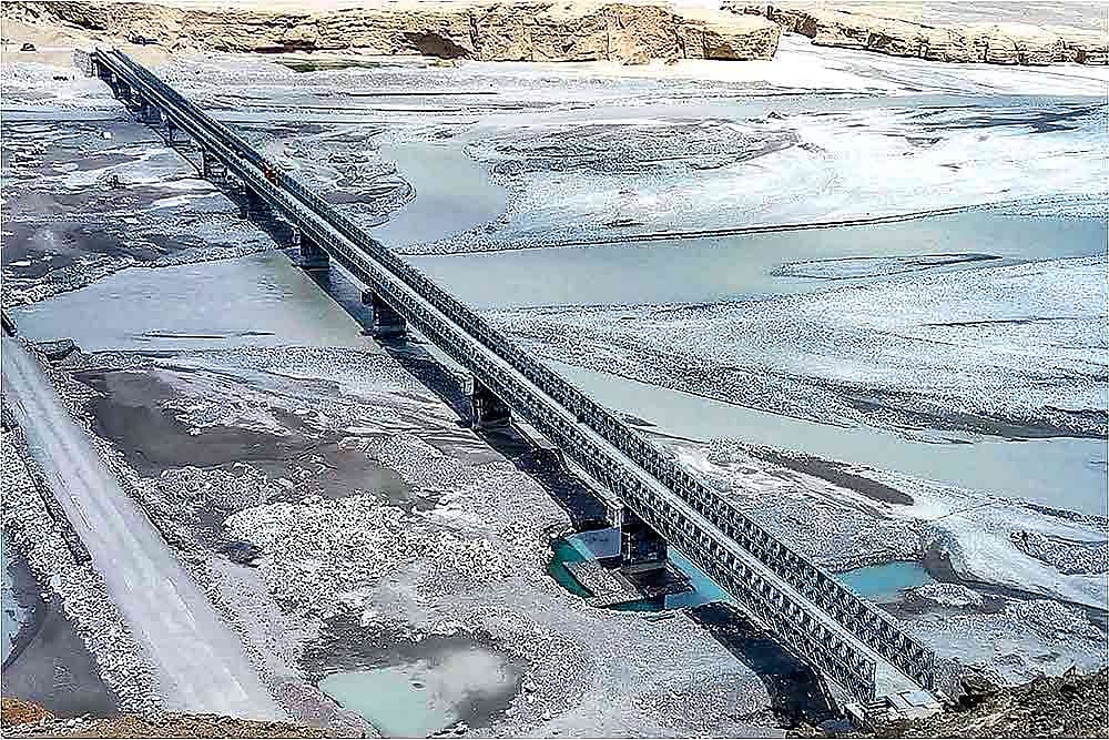 A view of the Colonel Chewang Rinchen Bridge on Shyok river, in eastern Ladakh.