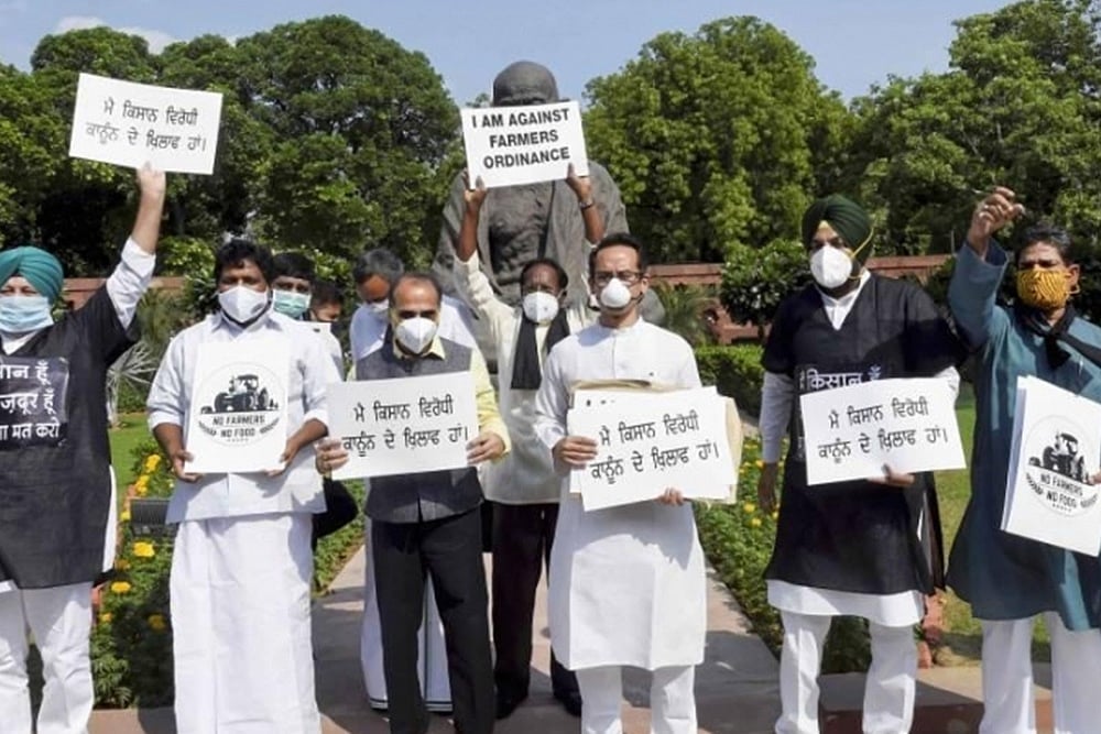 Congress MPs From Punjab Burn Copies Of Farm Bills, Party Protests In Parliament