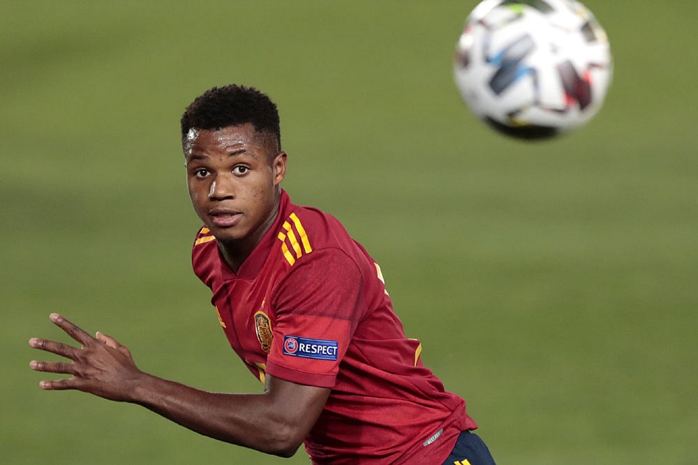 Ansu Fati scored the first goal of the night for Spain.