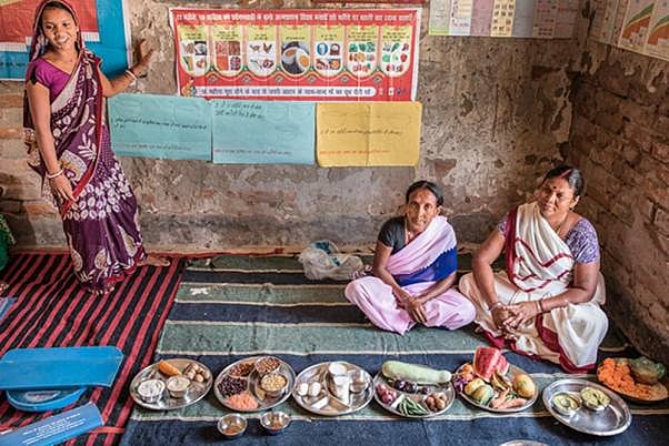 Women at an Anganwadi centre