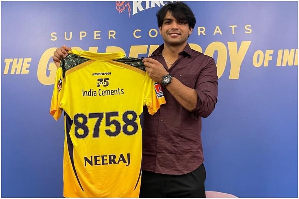 Chennai Super Kings Felicitate Olympic Champion Neeraj Chopra With Special Jersey