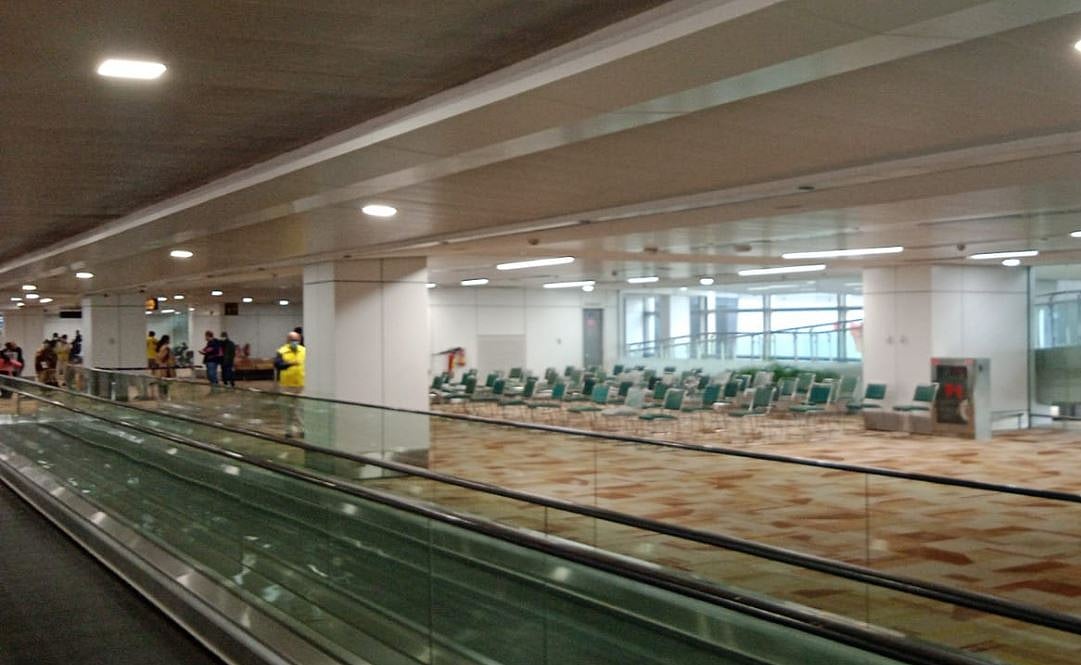 Preparations at Indira Gandhi International Airport, Delhi for testing international travellers in the wake of worldwide spread of Omicron, a Covid-19 variant of concern.