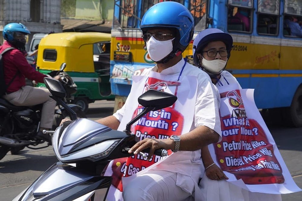 To Protest Petrol Price Hike, Mamata Banerjee Takes Electric Scooter To Office