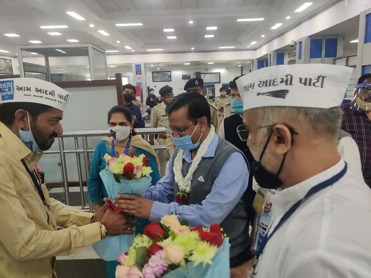Arvind Kejriwal Arrives In Surat To 'Thank' People After Winning 27 Seats In Civic Polls