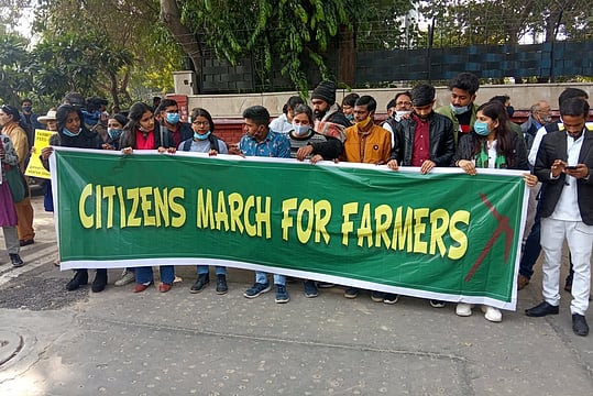 Student, Youth And Women Activists Protest At Mandi House Against Farm Laws