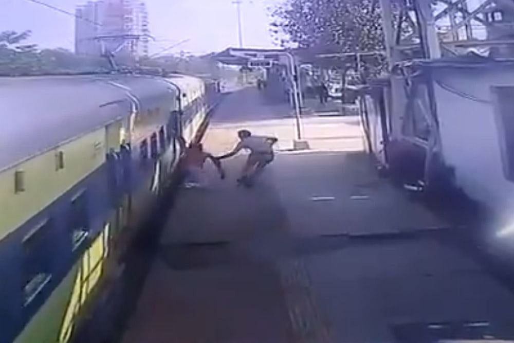 Watch: Brave RPF Staffer Saves Specially-Abled Man From Slipping Under Moving Train