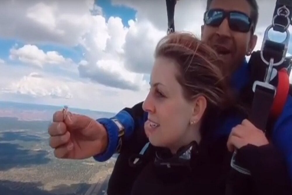 Watch: Love Is Truly In The Air As A Man Pops The Question Mid-Air While Skydiving!