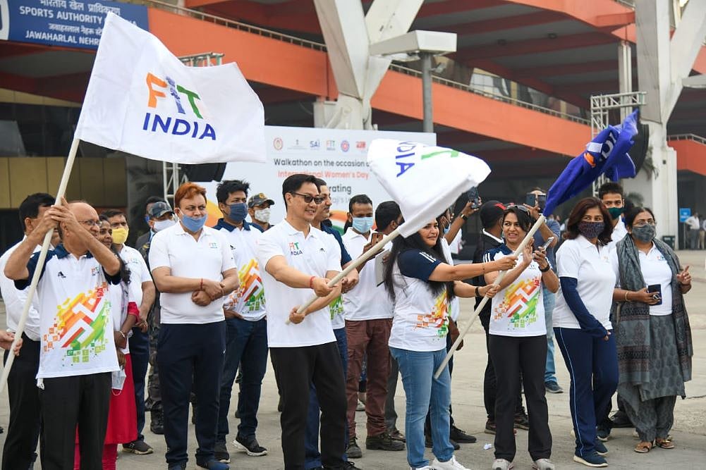 Sports Minister Kiren Rijiju Flags Off Fit India Walkathon On International Women's Day